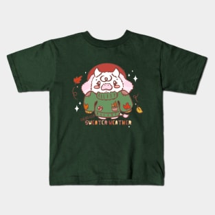 Cute Oversized Sweater Weather and Panko the Highland Cow Kids T-Shirt